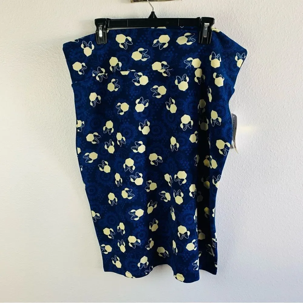 Lularoe Navy Yellow Minnie Mouse Pencil Skirt